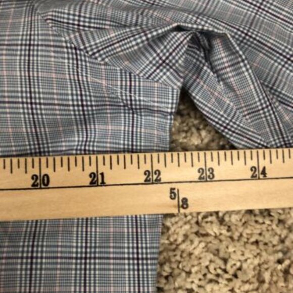 Lauren Ralph Lauren 15.5 34/35 Classic Fit Stretch Blue Plaid Button Up Shirt - Picture 6 of 8